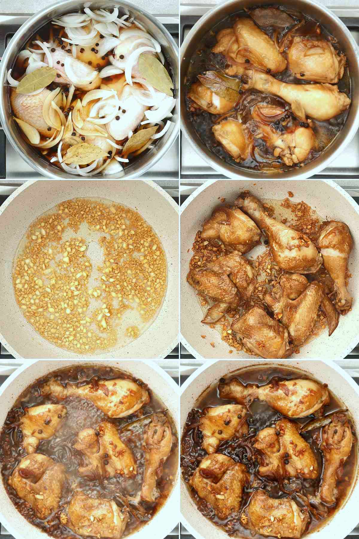 Step-by-step procedure for cooking Chicken Adobo.